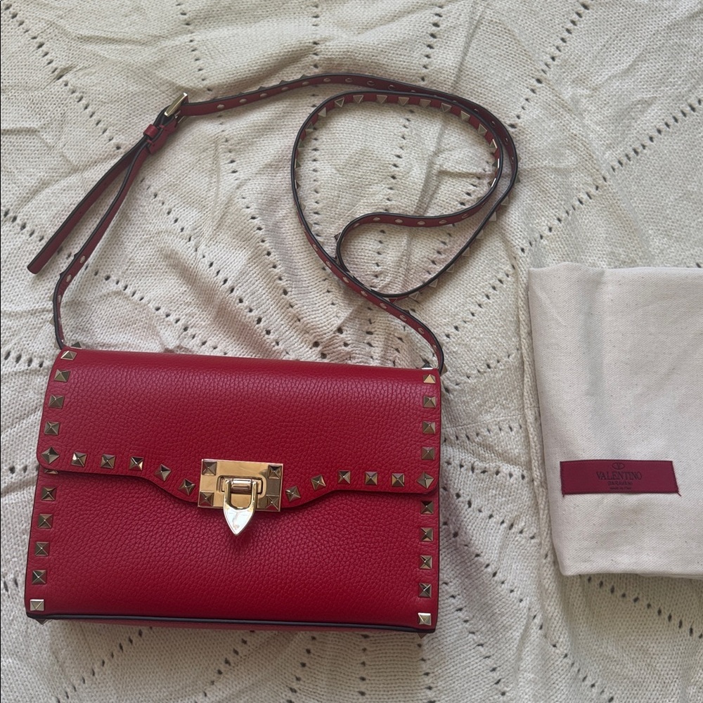 Valentino Small Rockstud Grainy Calfskin Crossbody Bag
